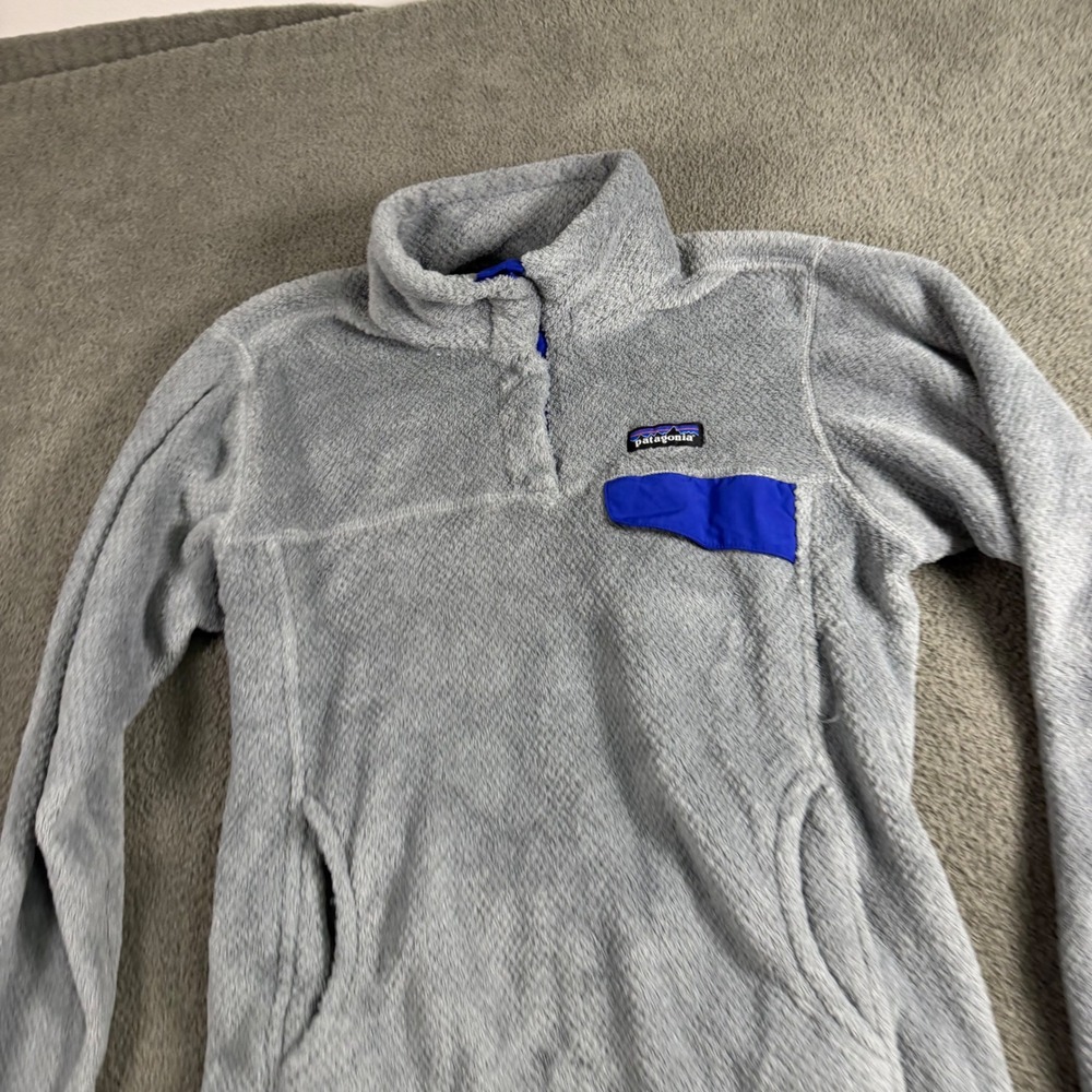 Patagonia Womens Re-Tool Snap-T Fleece Pullover Gray Blue Trim Medium 25442